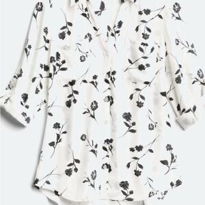 Floral Black and White Blouse